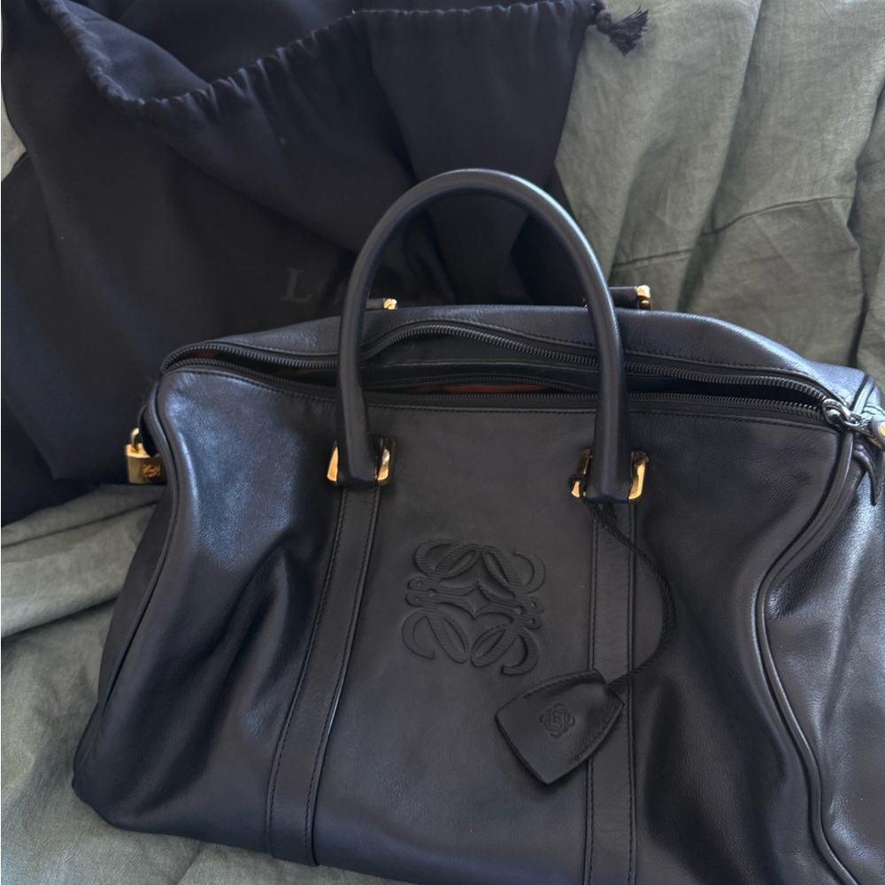 Loewe Black Calfskin Boston Bag